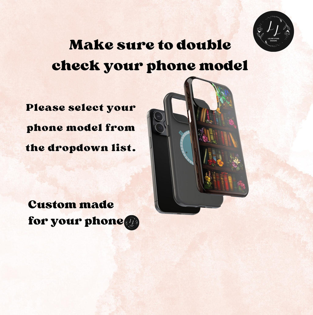 Bookish Floral Stained Glass iPhone Case: MagSafe-Compatible Book Lover Gift