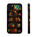 Bookish Floral Stained Glass iPhone Case: MagSafe-Compatible Book Lover Gift