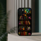 Bookish Floral Stained Glass iPhone Case: MagSafe-Compatible Book Lover Gift
