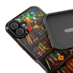 Bookish Floral Stained Glass iPhone Case: MagSafe-Compatible Book Lover Gift
