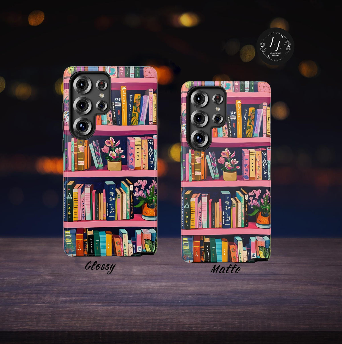 Vintage Pink Bookshelf Phone Case: Book Lover Gift  Bookish Literary cover iPhone, Galaxy , pixel