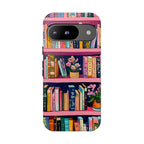 Vintage Pink Bookshelf Phone Case: Book Lover Gift  Bookish Literary cover iPhone, Galaxy , pixel