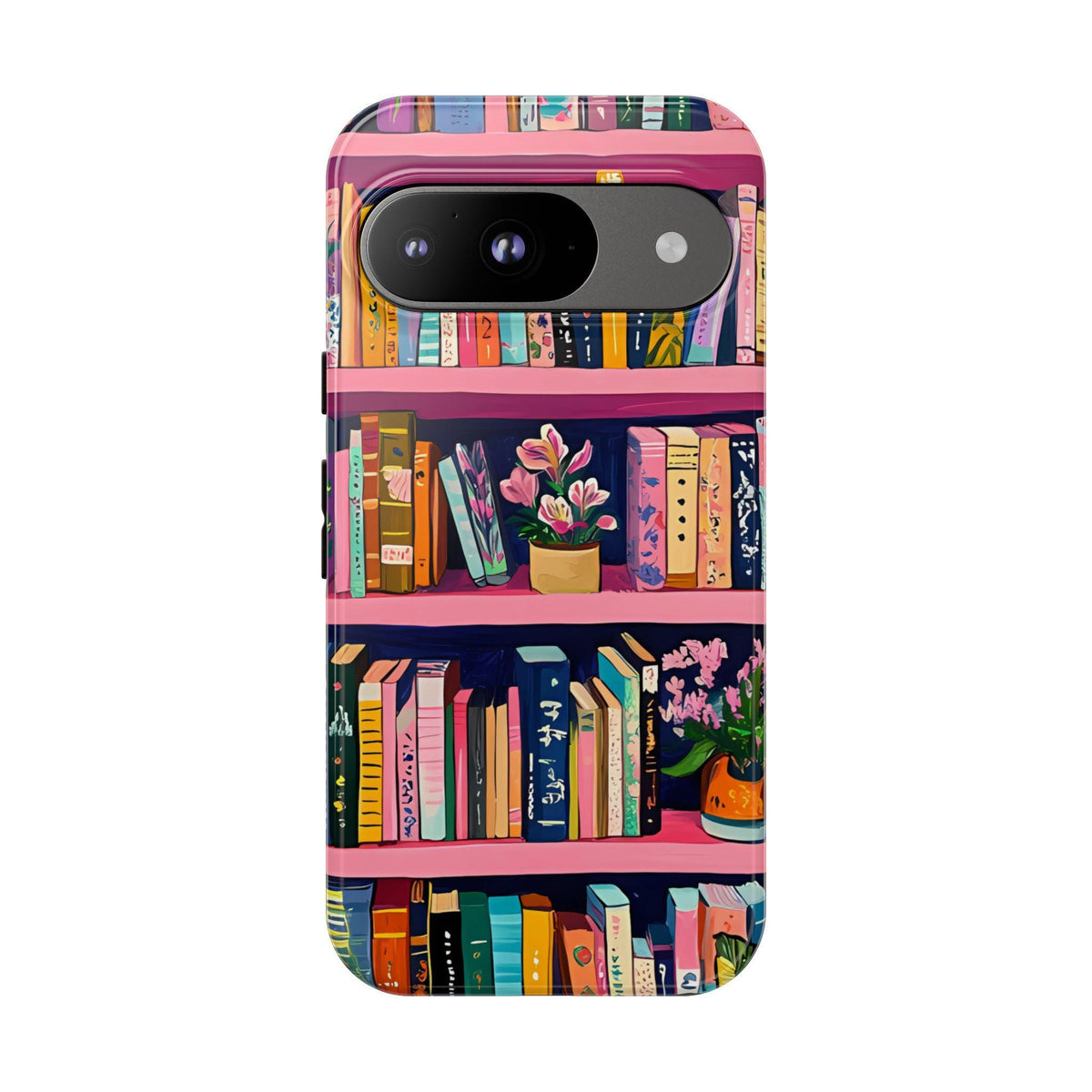 Vintage Pink Bookshelf Phone Case: Book Lover Gift  Bookish Literary cover iPhone, Galaxy , pixel