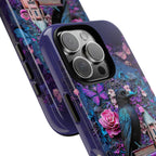 Gothic Raven Bookshelf Phone Case: Dark Academia Witch Floral