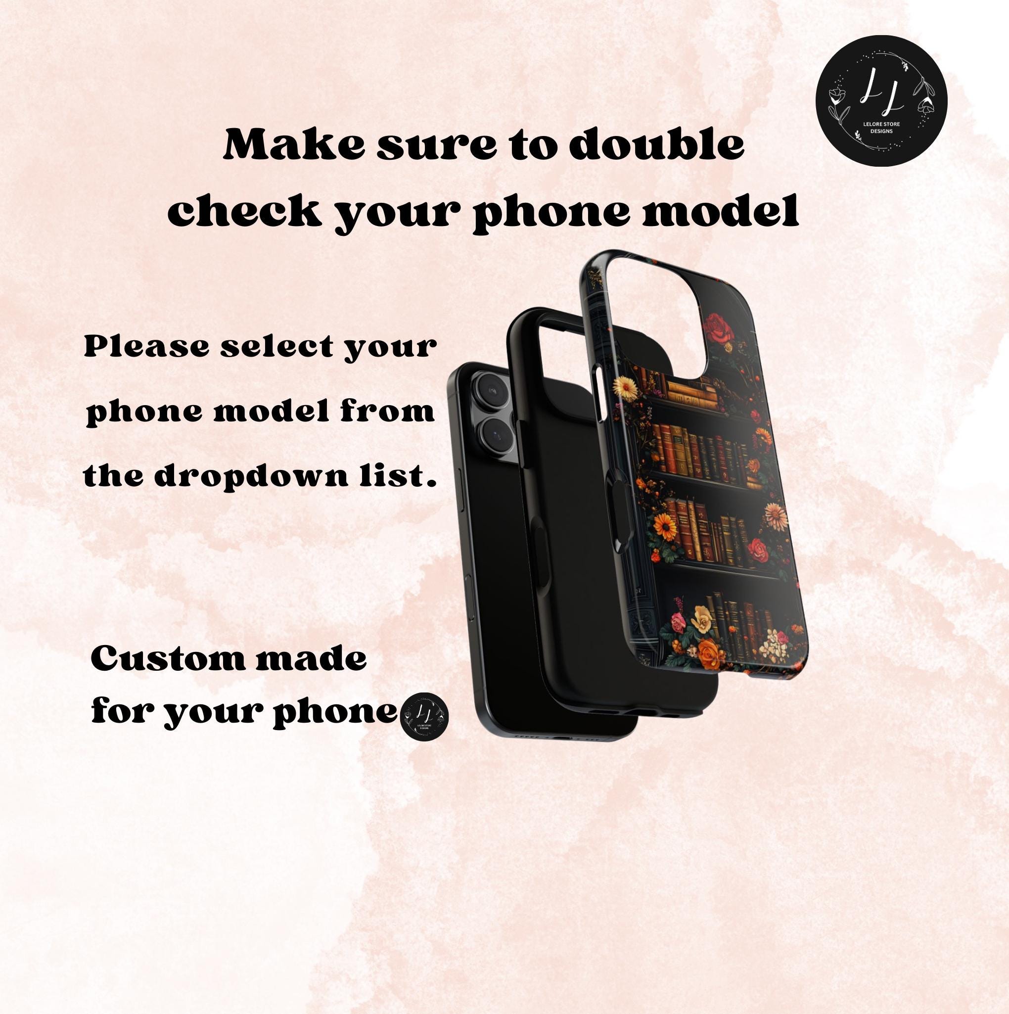 Floral Bookshelf Phone Case: Dark Academia Book Lover Gift