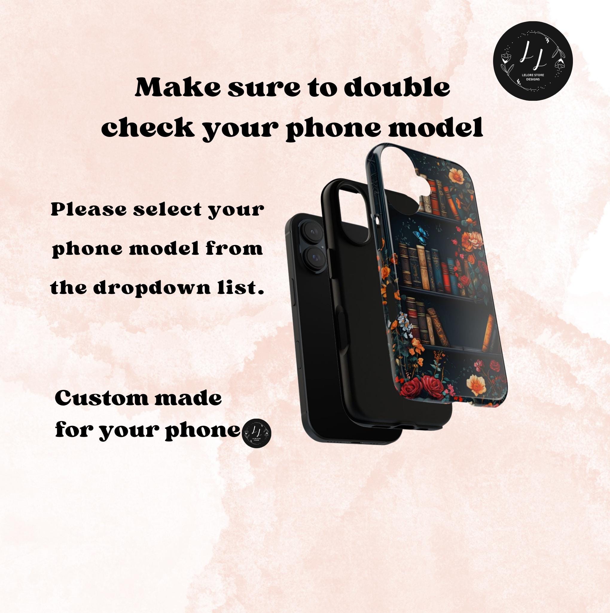 Floral Bookshelf Phone Case: Book Lover Gift