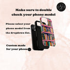 Vintage Pink Bookshelf Phone Case: Book Lover Gift  Bookish Literary cover iPhone, Galaxy , pixel