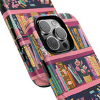 Vintage Pink Bookshelf Phone Case: Book Lover Gift  Bookish Literary cover iPhone, Galaxy , pixel