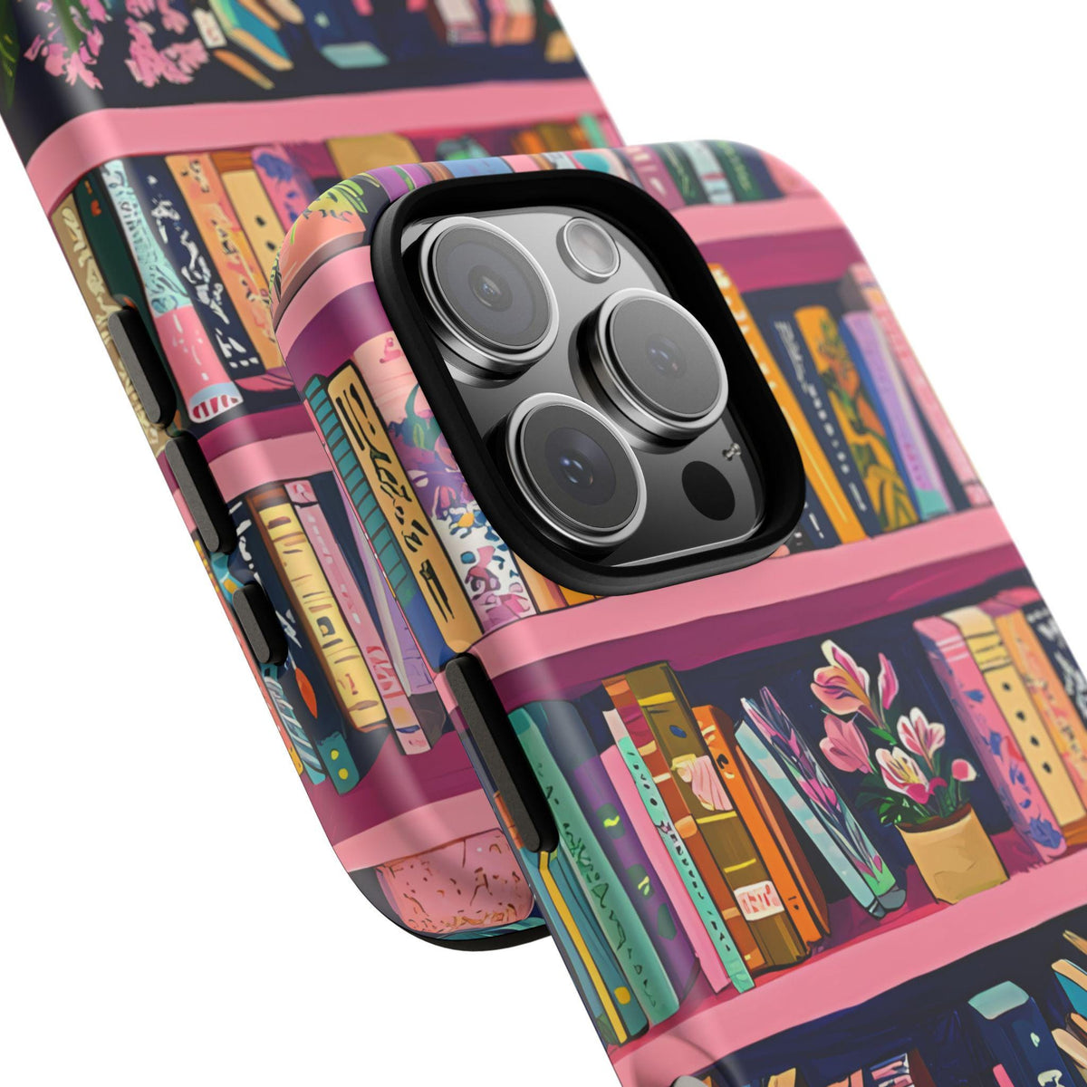 Vintage Pink Bookshelf Phone Case: Book Lover Gift  Bookish Literary cover iPhone, Galaxy , pixel