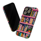 Vintage Pink Bookshelf Phone Case: Book Lover Gift  Bookish Literary cover iPhone, Galaxy , pixel