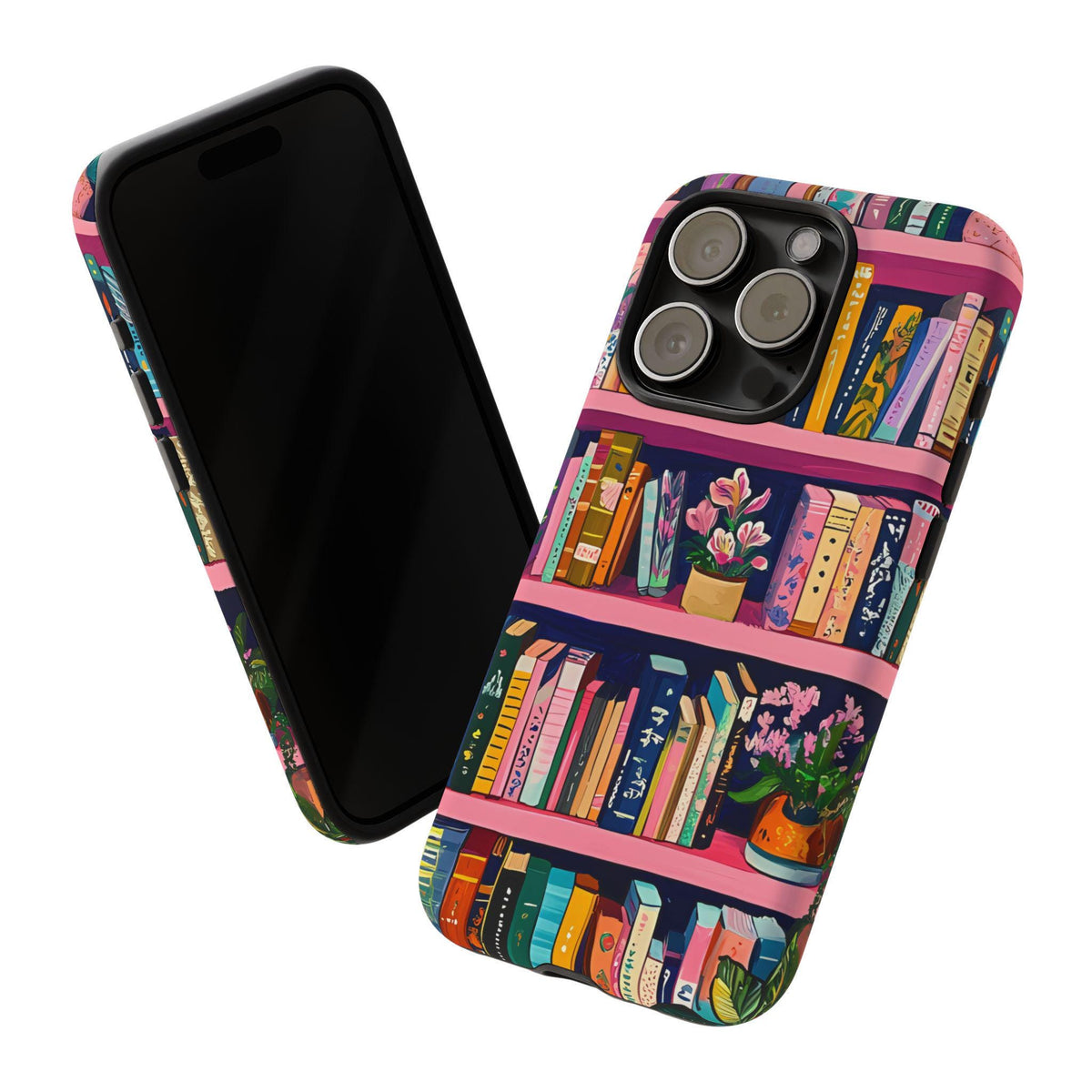 Vintage Pink Bookshelf Phone Case: Book Lover Gift  Bookish Literary cover iPhone, Galaxy , pixel