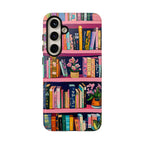Vintage Pink Bookshelf Phone Case: Book Lover Gift  Bookish Literary cover iPhone, Galaxy , pixel