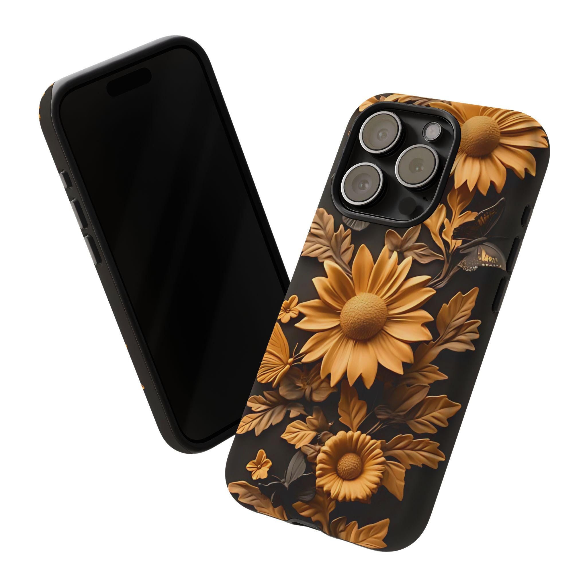Boho Sunflower Phone Case: Floral Foliage Design