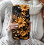 Boho Sunflower Phone Case: Floral Foliage Design