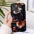 Dark Floral Bookshelf Phone Case: Book Lover Gift