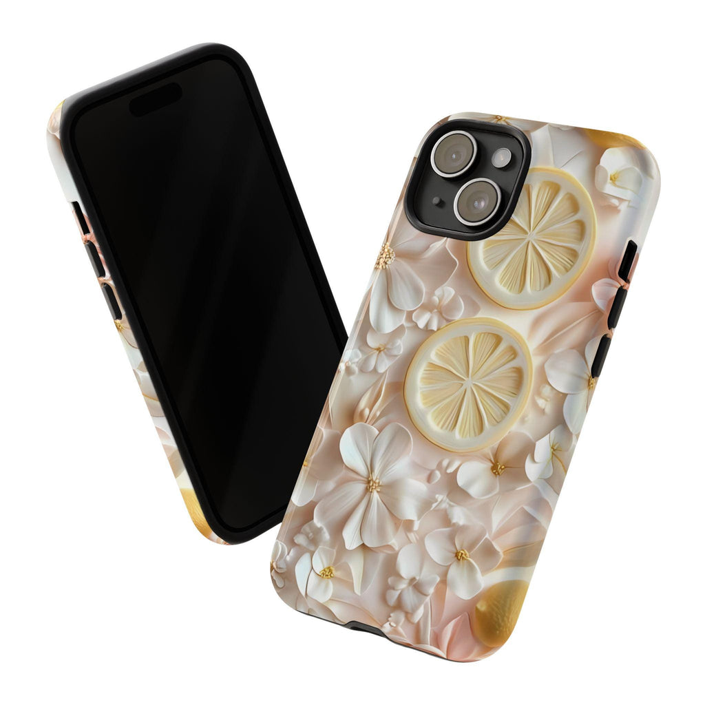 Lemon Floral Aesthetic Phone Case, Cool Phone Case, iPhone 16 15, Galaxy S25, Pixel 9 Pro Case, Cute Summer Design, Tough Protective Cover