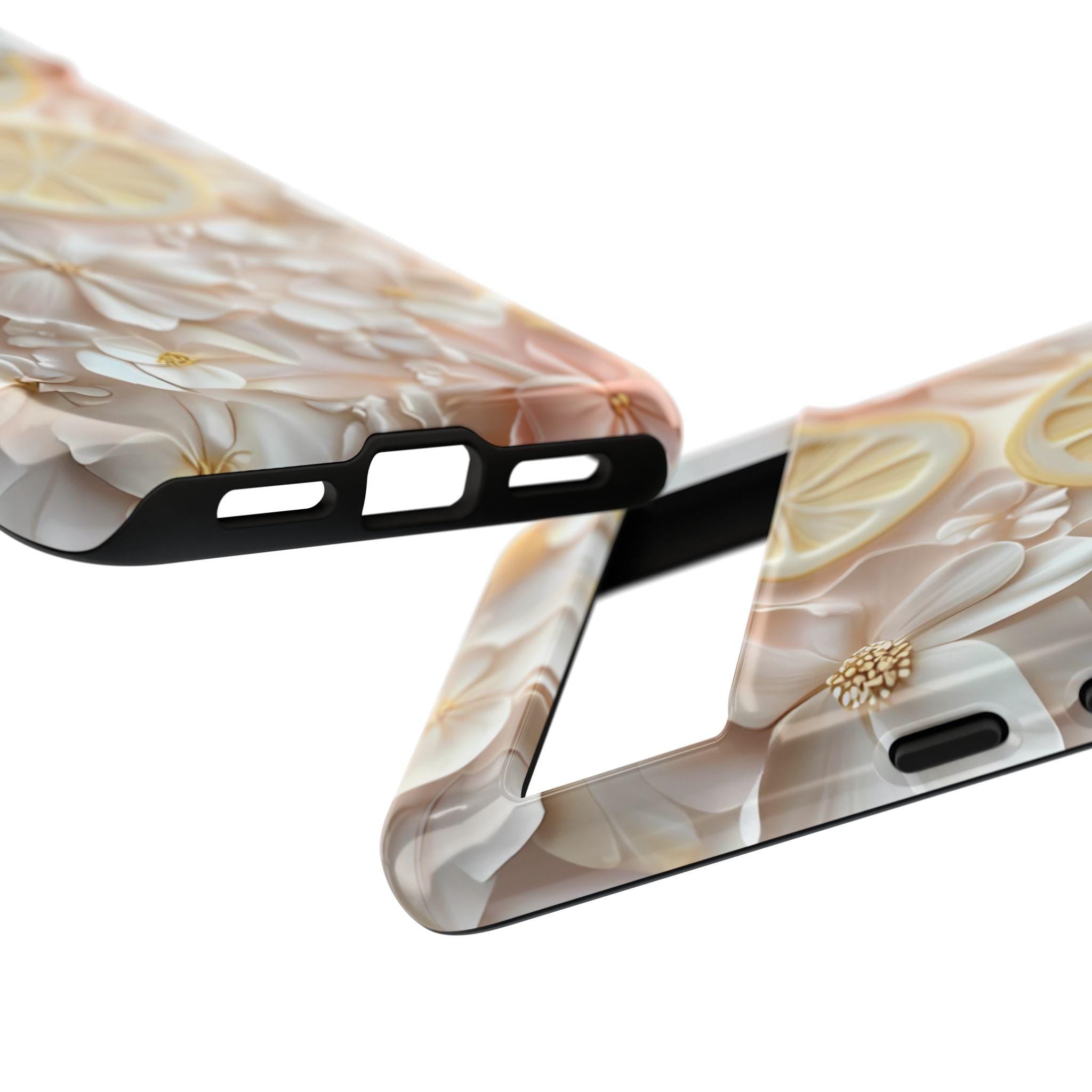 Lemon Floral Aesthetic Phone Case, Cool Phone Case, iPhone 16 15, Galaxy S25, Pixel 9 Pro Case, Cute Summer Design, Tough Protective Cover