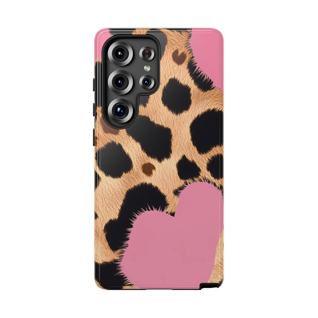 Leopard Print Phone Case: Pink Heart, Fashionable Design