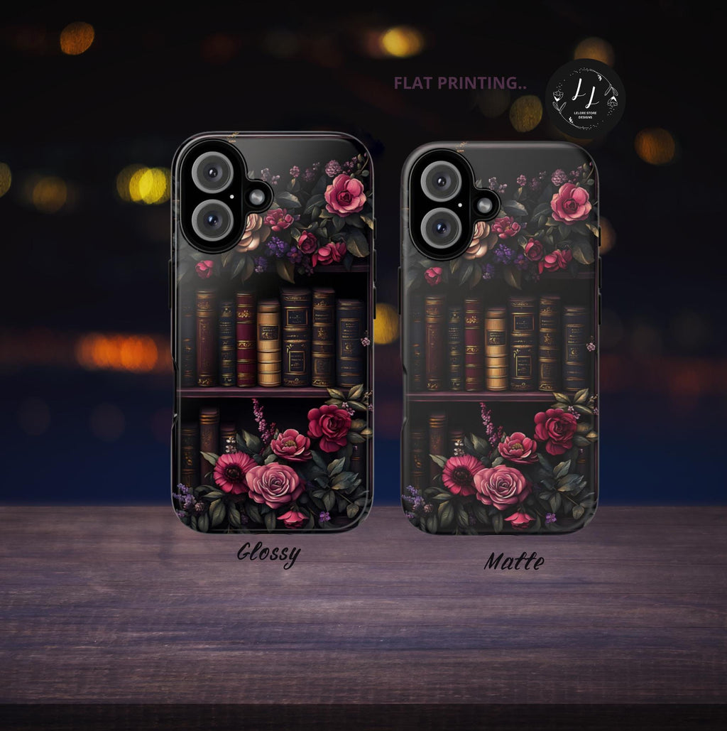 Floral Gothic Book Phone Case: Garden Purple Floral Cover, Bookworm Gift, iPhone, Galaxy, Pixel