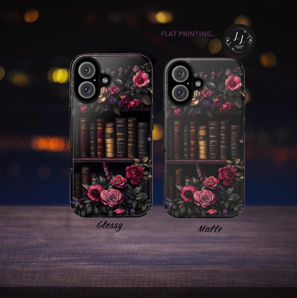 Floral Gothic Book Phone Case: Garden Purple Floral Cover, Bookworm Gift, iPhone, Galaxy, Pixel