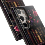 Floral Gothic Book Phone Case: Garden Purple Floral Cover, Bookworm Gift, iPhone, Galaxy, Pixel