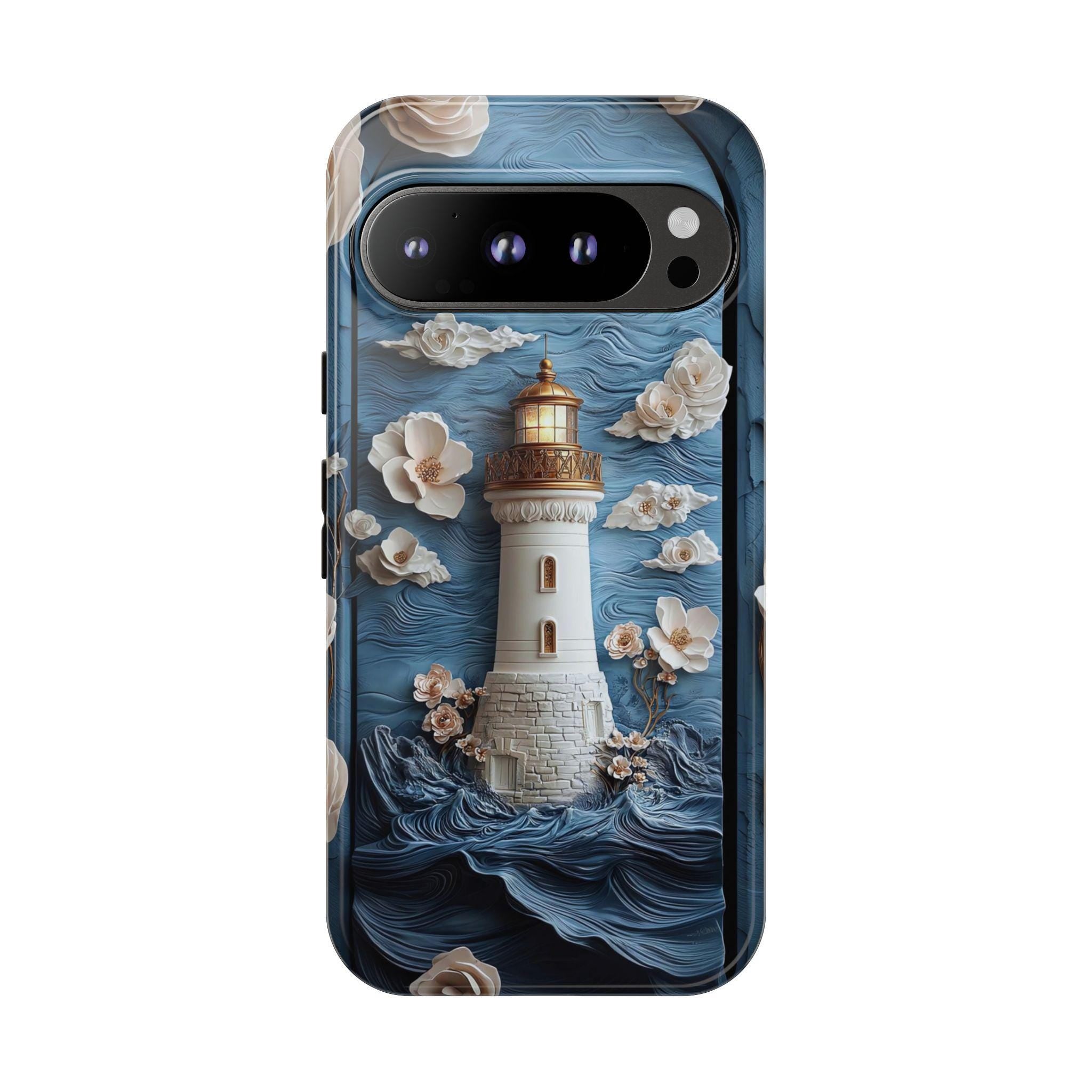 Lighthouse Ocean Phone Case: Coastal Nautical Gift, iPhone, Pixel, Galaxy Blue Cover