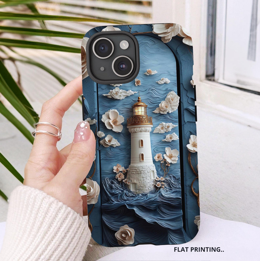 Lighthouse Ocean Phone Case: Coastal Nautical Gift, iPhone, Pixel, Galaxy Blue Cover