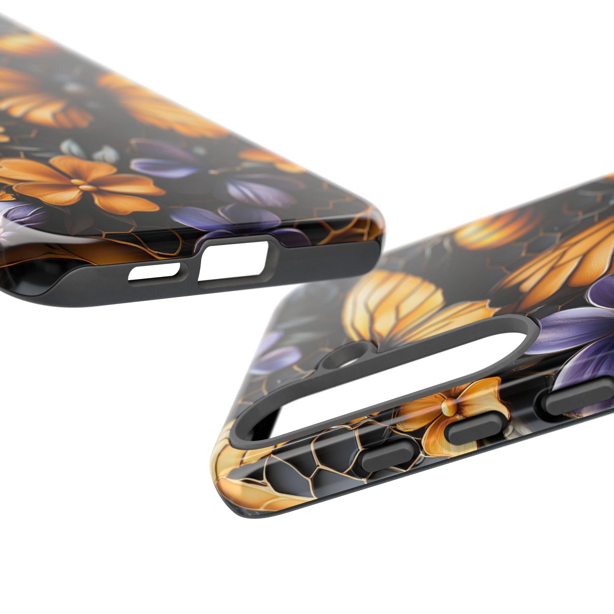 Honeybee Butterfly Floral Phone Case: Nature Mosaic Design