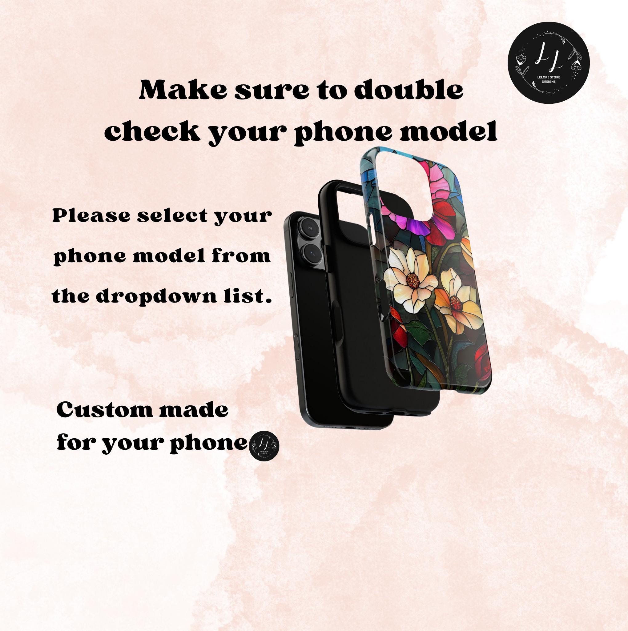 Floral Faux Stained Glass Tough Phone Case: Botanical Design