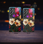 Floral Faux Stained Glass Tough Phone Case: Botanical Design
