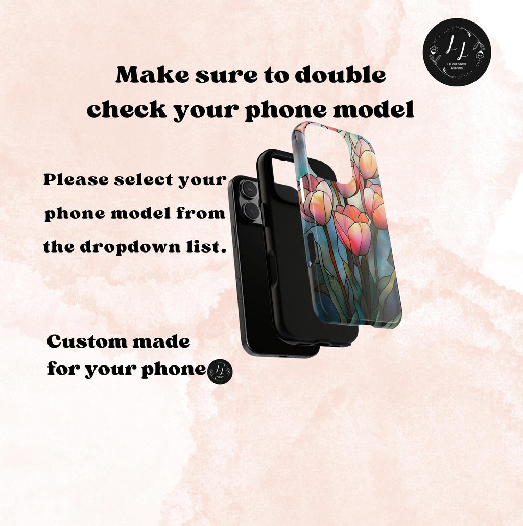 Tulip Phone Case: Faux Stained Glass Floral Design