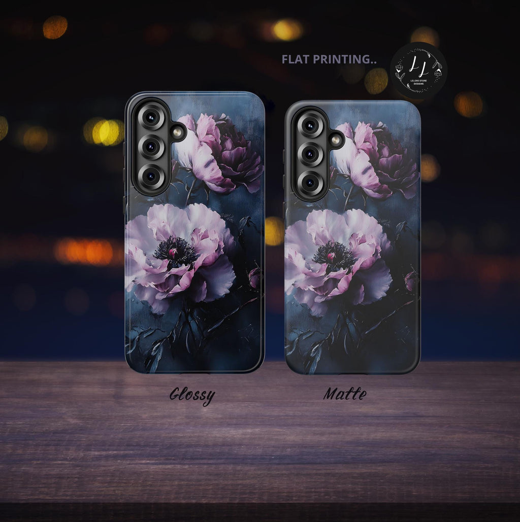 Gothic Floral Phone Case: Dark Academia Purple Flower Design