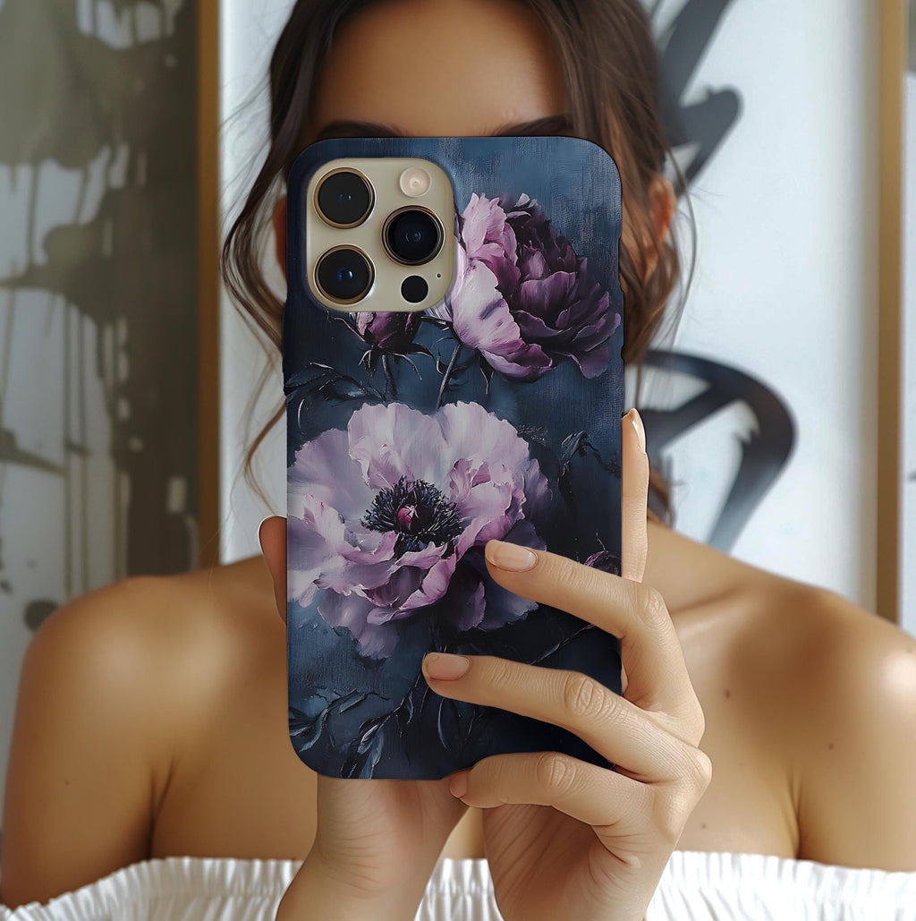Gothic Floral Phone Case: Dark Academia Purple Flower Design