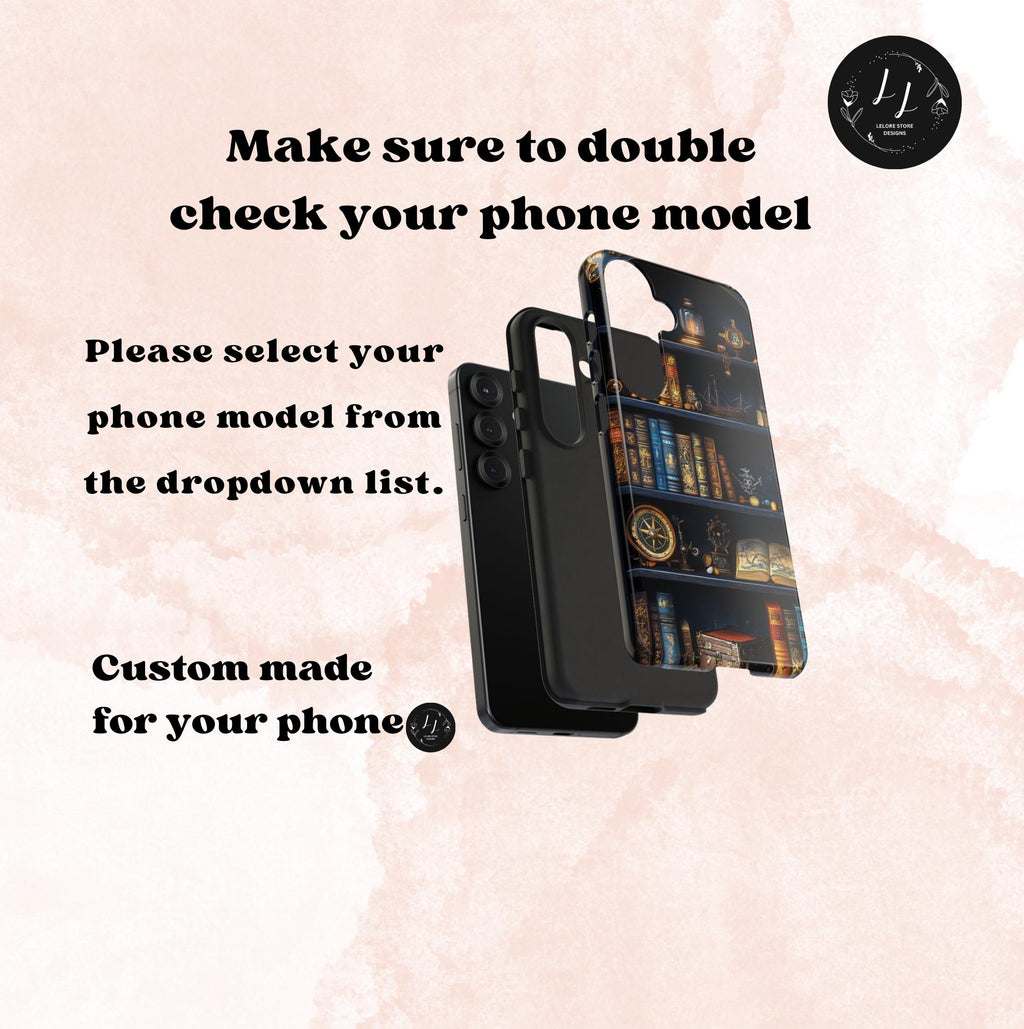 Nautical Pirate Bookshelf Phone Case: Book Lover Gift