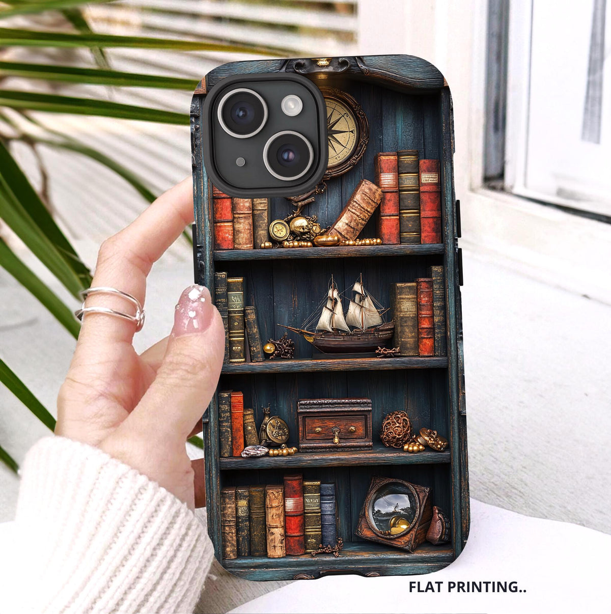 Nautical Bookshelf Phone Case: Pirate Book Lover Gift, Fantasy Bookish Lover, Vintage  Cover