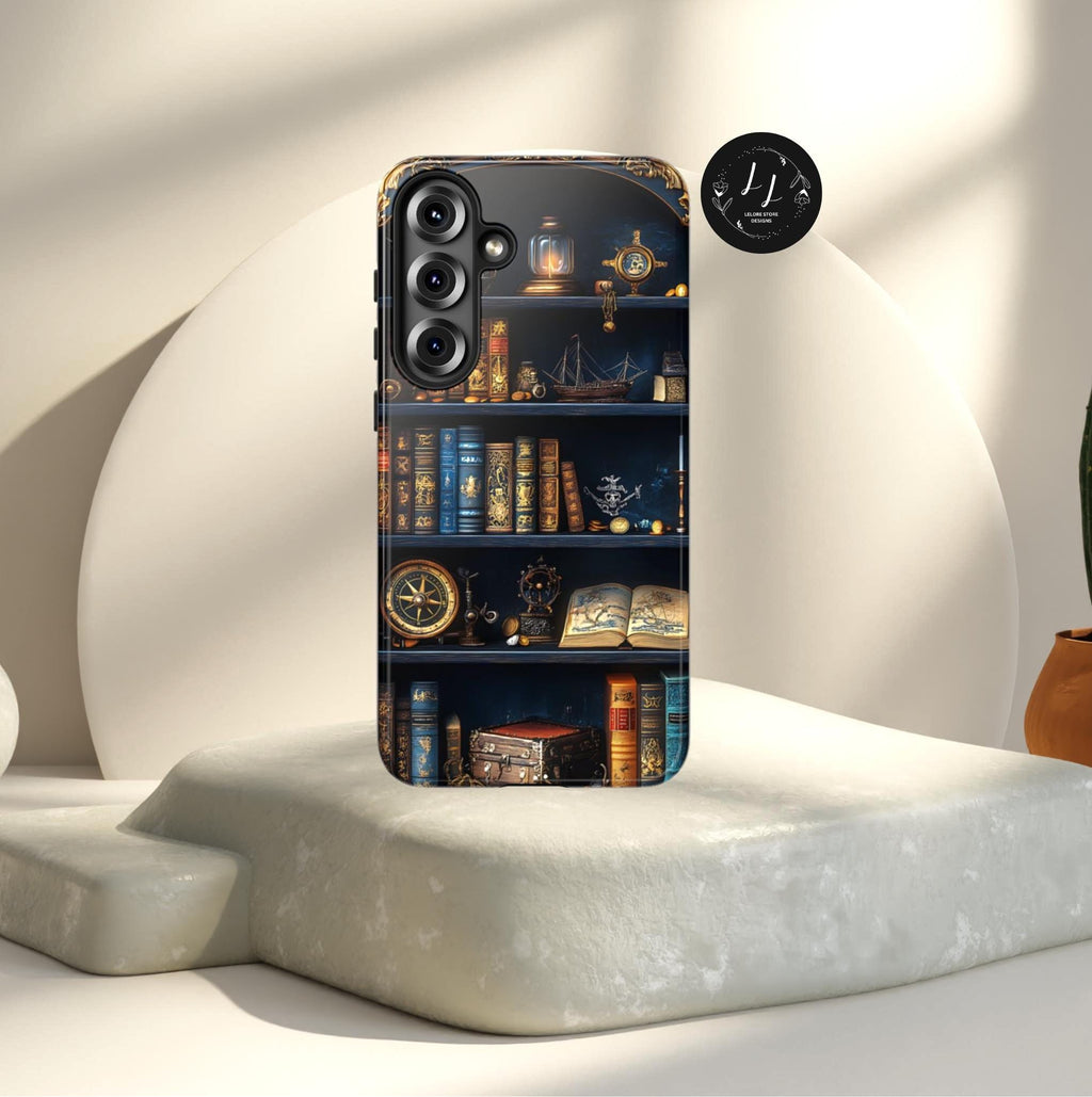 Nautical Pirate Bookshelf Phone Case: Book Lover Gift