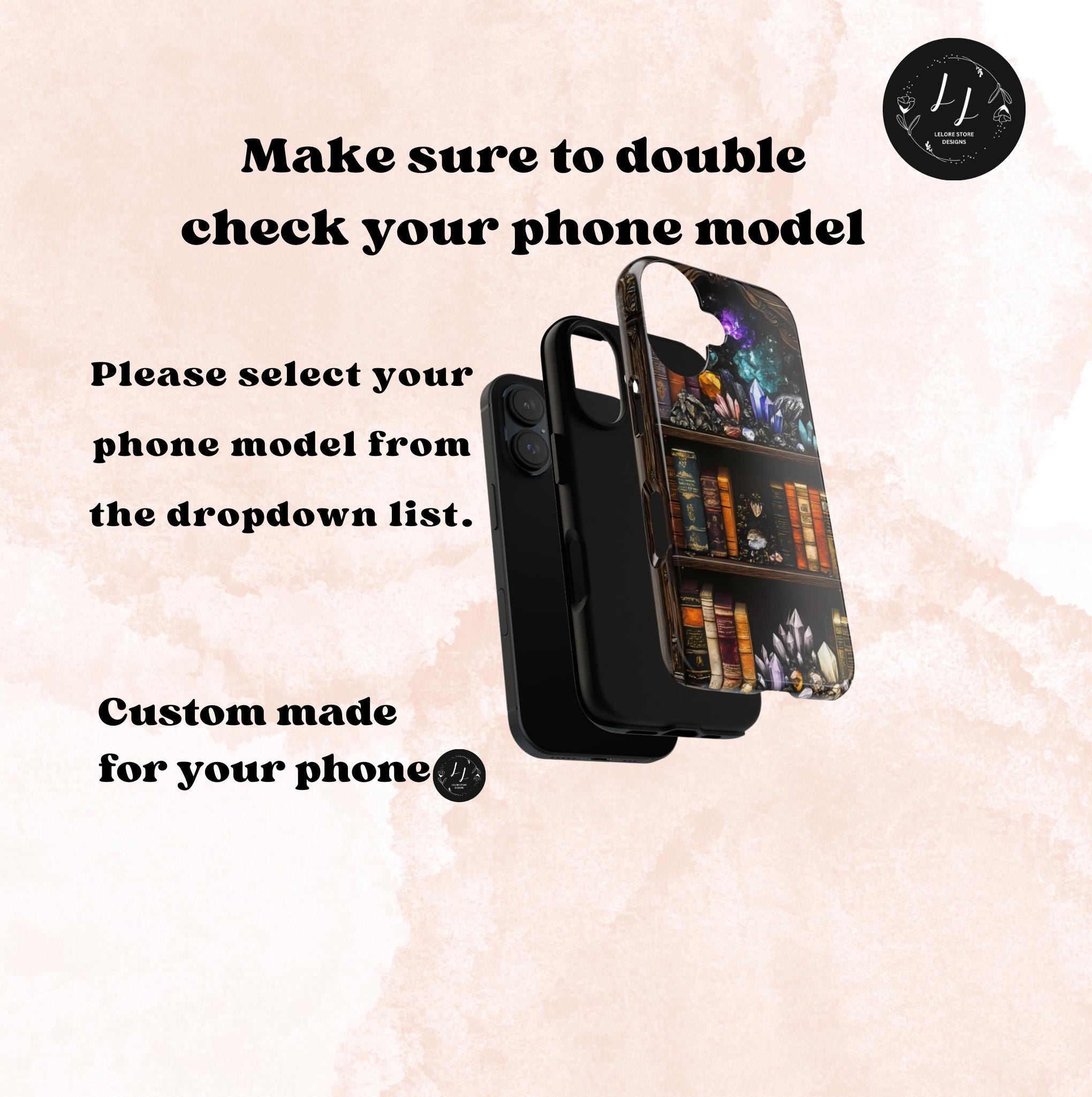 Celestial Bookshelf Phone Case, Mystical Library, Crystal Gems iPhone Galaxy Pixel Covers Book Lover