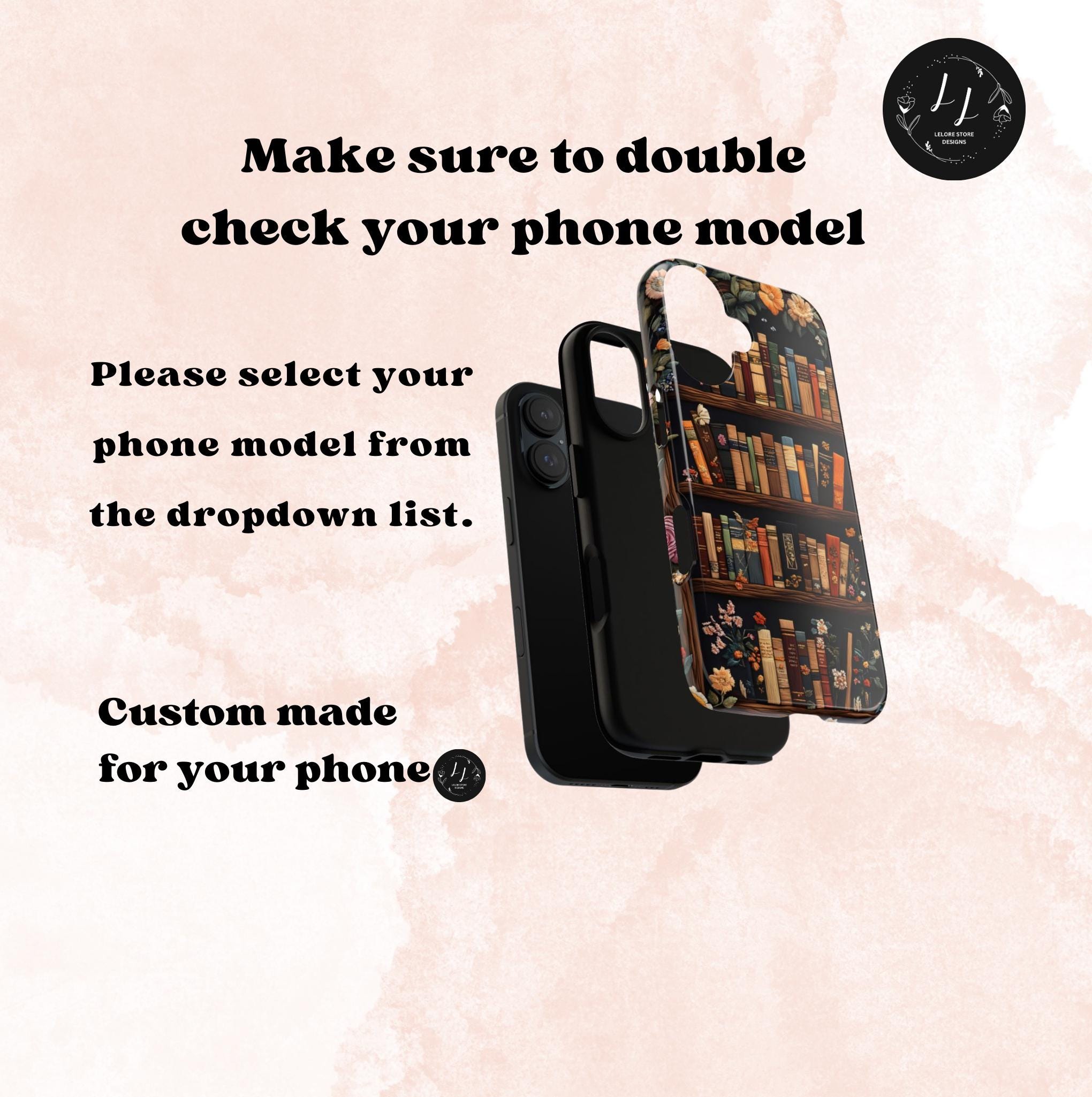 Bookish Bookshelf Phone Case: Vintage Literary Floral Design