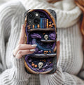 Purple Dragon Bookshelf Phone Case: Dark Academia Fantasy Cover