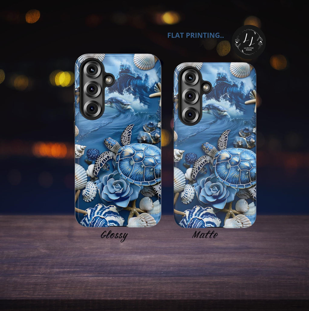 Blue Ocean Waves Phone Case: Turtles & Shells Mosaic