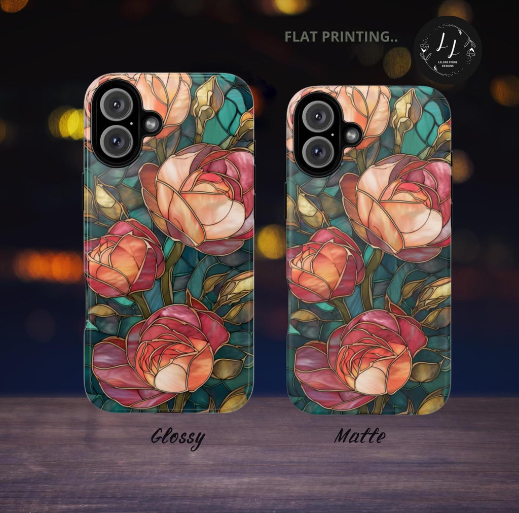 Boho Floral Mosaic Phone Case: Faux Stained Glass Botanical Design