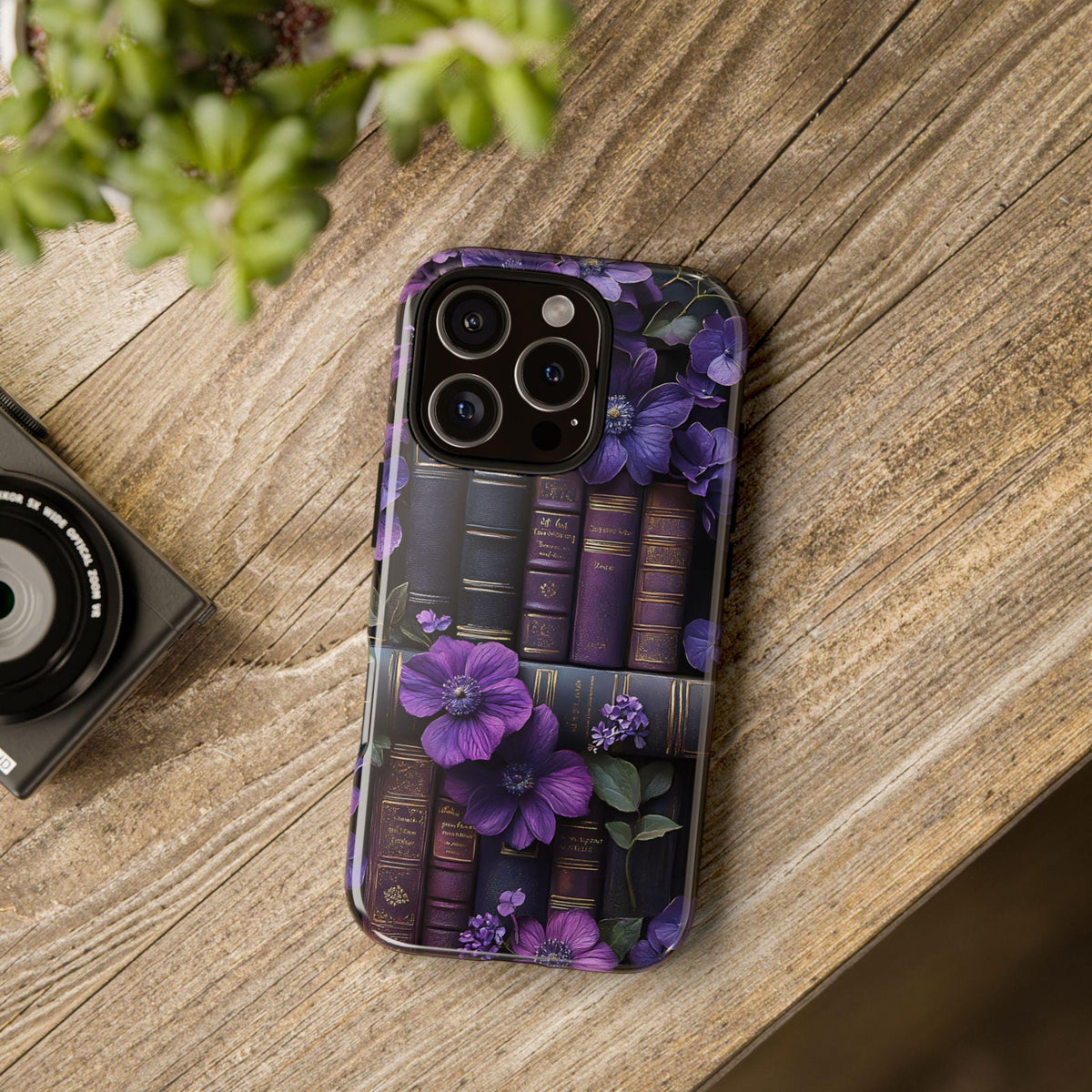 Gothic Bookshelf Phone Case: Floral Dark Academia iPhone, Galaxy, Pixel