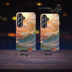 Beach Sunset Phone Case: Faux Stained Glass Ocean Waves