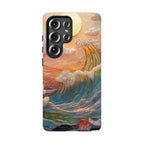 Beach Sunset Phone Case: Faux Stained Glass Ocean Waves