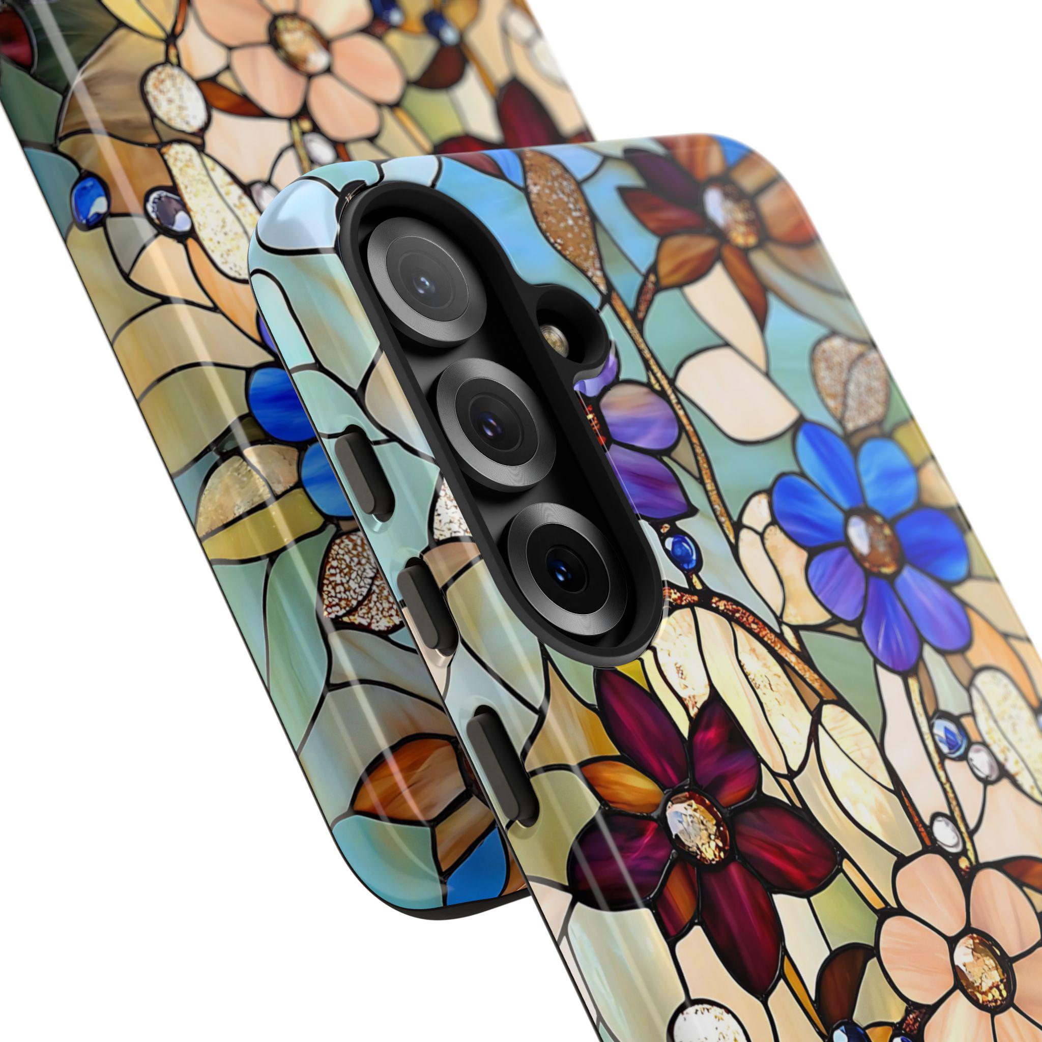 Floral Faux Stained Glass Phone Case: Wildflower Mosaic