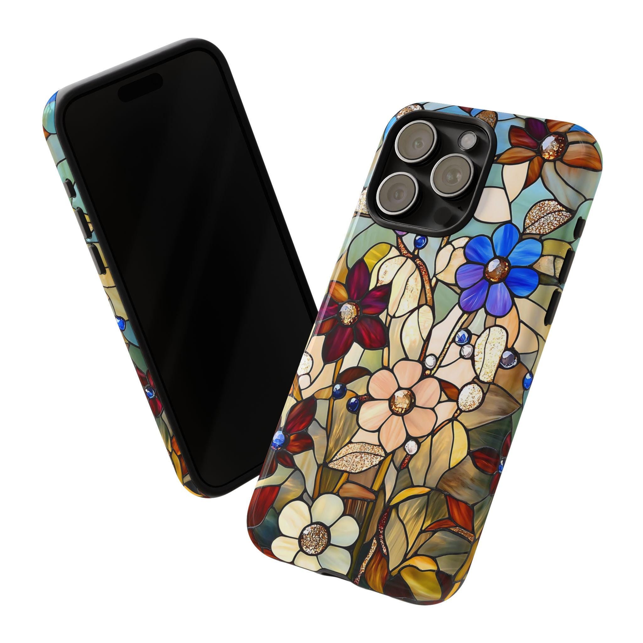 Floral Faux Stained Glass Phone Case: Wildflower Mosaic