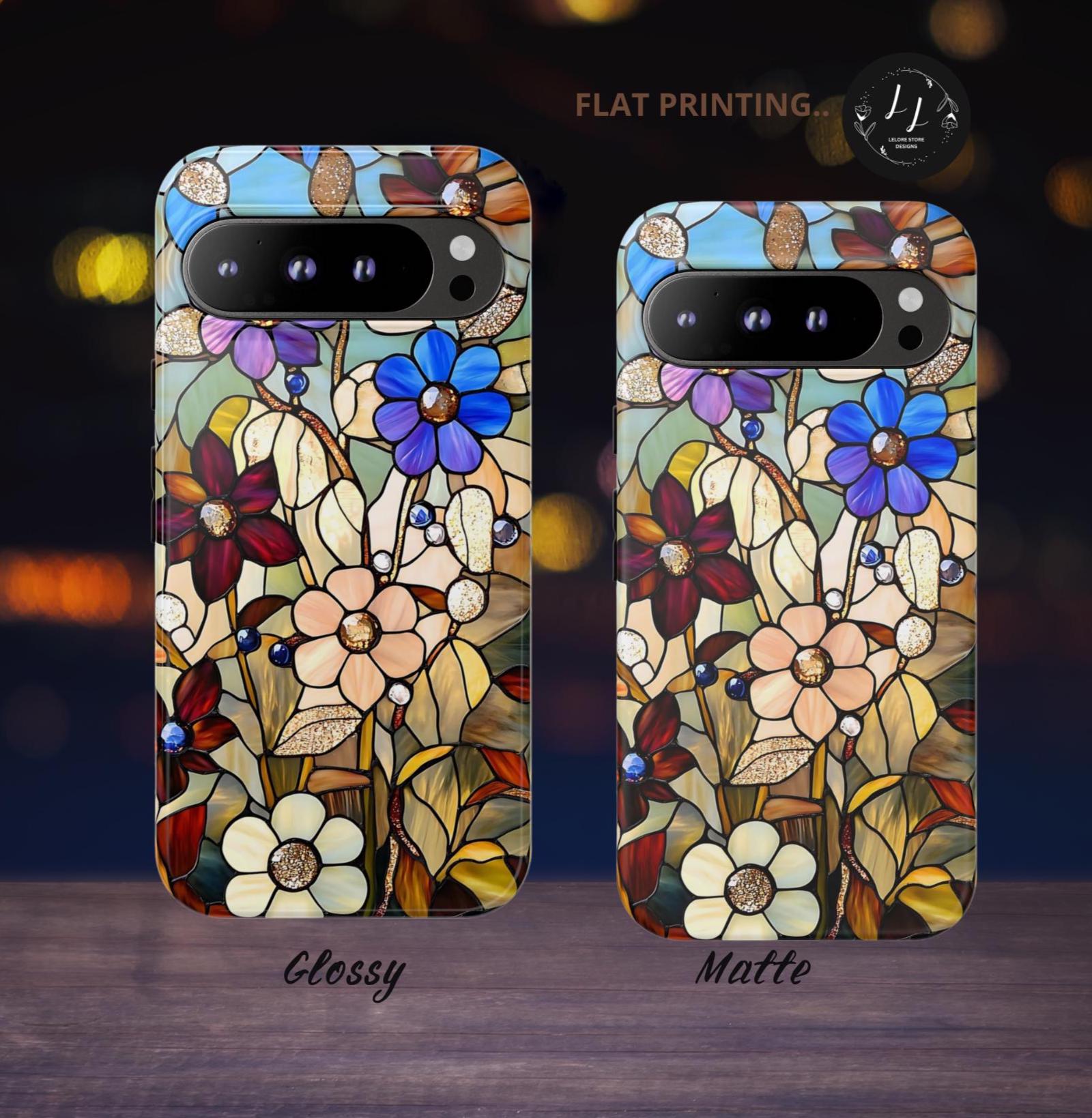 Floral Faux Stained Glass Phone Case: Wildflower Mosaic