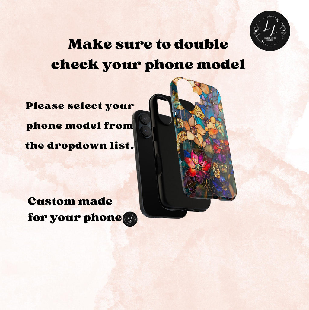 Faux Stained Glass Wildflower Phone Case: Boho Mosaic Floral Design