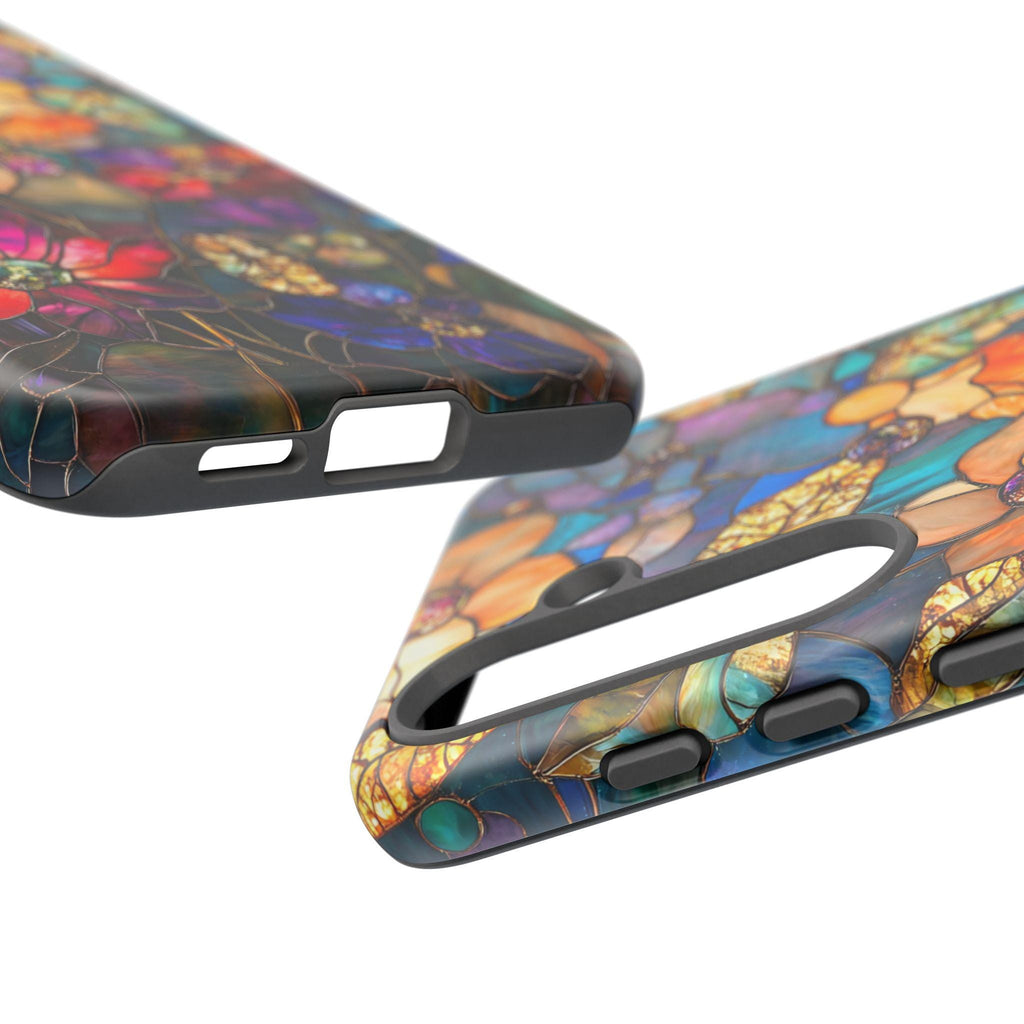 Faux Stained Glass Wildflower Phone Case: Boho Mosaic Floral Design