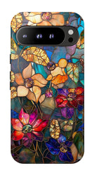 Faux Stained Glass Wildflower Phone Case: Boho Mosaic Floral Design